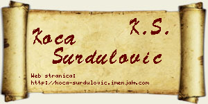 Koča Surdulović vizit kartica
